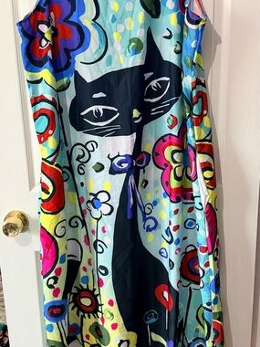 Colorful Cat Print Maxi Dress